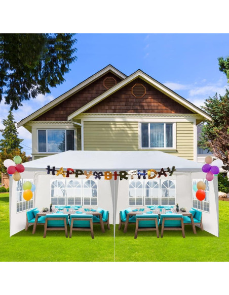 Carpa de Fiesta 10x20ft Myoihomora Blanca Impermeable con Paredes