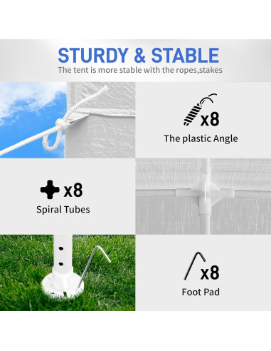 Carpa de Fiesta Exterior 10x30m Pérgola Blanca 5 Paredes Removibles