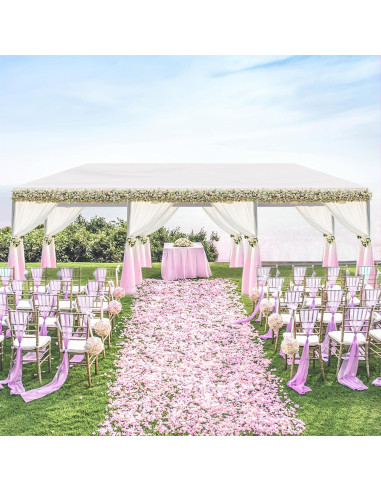 Carpa de Fiesta Exterior 10x30m Pérgola Blanca 5 Paredes Removibles