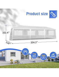 Carpa de Fiesta Exterior Sepnefi 10x30m Impermeable 7 Paredes 2