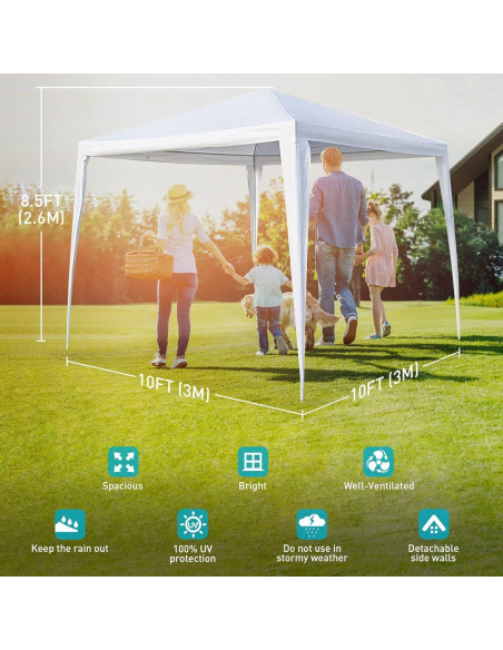 Carpa de Fiesta 3x3m ANTSKU Blanca Impermeable para Eventos