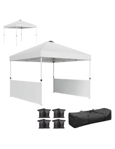 Carpa Plegable Outsunny 3x3m con 2 Paredes UV50+ para 9 Personas