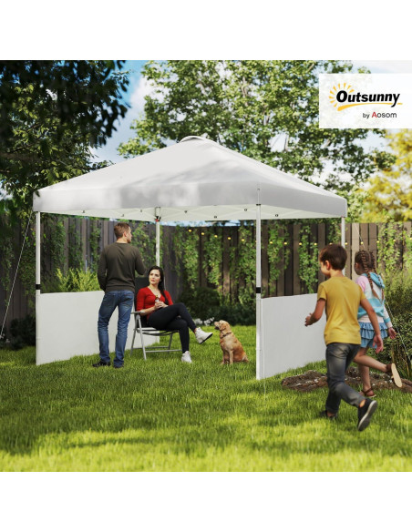 Carpa Plegable Outsunny 3x3m con 2 Paredes UV50+ para 9 Personas