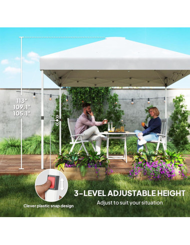 Carpa Plegable Outsunny 3x3m con 2 Paredes UV50+ para 9 Personas
