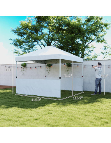 Carpa Plegable Outsunny 3x3m con 2 Paredes UV50+ para 9 Personas