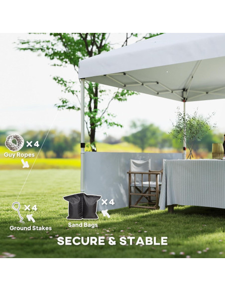 Carpa Plegable Outsunny 3x3m con 2 Paredes UV50+ para 9 Personas