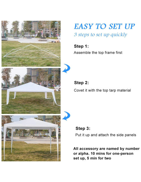 Carpa Exterior Impermeable 3x3m Blanca - Carpa Portátil para Fiestas