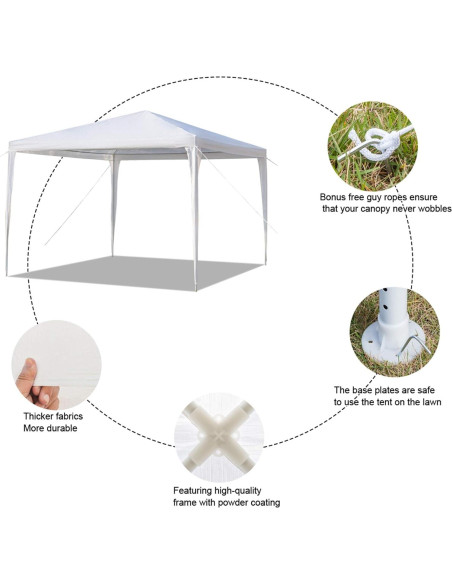 Carpa Exterior Impermeable 3x3m Blanca - Carpa Portátil para Fiestas