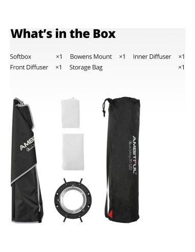 Softbox 60x90cm AMBITFUL Montaje Bowens Textil Reflectante