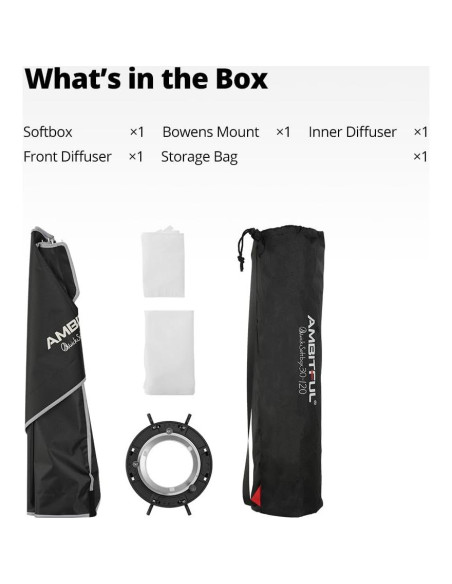 Softbox 60x90cm AMBITFUL Montaje Bowens Textil Reflectante