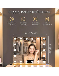 Espejo de Tocador LUXFURNI Starry Y Dorado 63.5x53.3cm LED 2