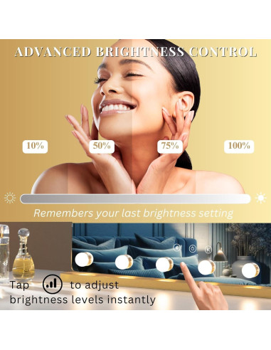 Espejo de Tocador LUXFURNI Starry Y Dorado 63.5x53.3cm LED