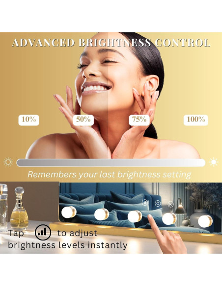 Espejo de Tocador LUXFURNI Starry Y Dorado 63.5x53.3cm LED