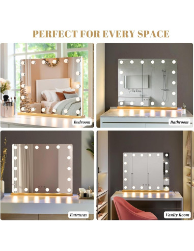 Espejo de Tocador LUXFURNI Starry Y Dorado 63.5x53.3cm LED