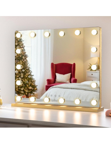 Espejo de Tocador LUXFURNI Starry Y Dorado 63.5x53.3cm LED