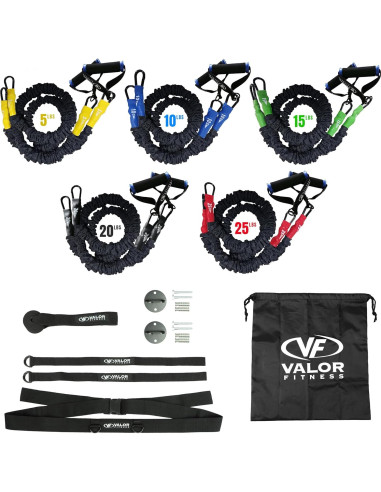 Bandas de Resistencia Valor Fitness RTS-SET 5-25 lbs con Ancla