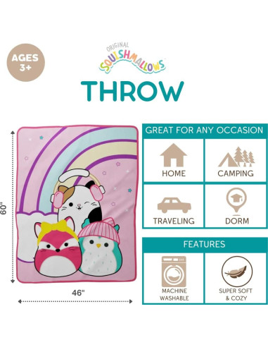 Manta para Niños Franco Squishmallows 116.8x152.4 cm Suave