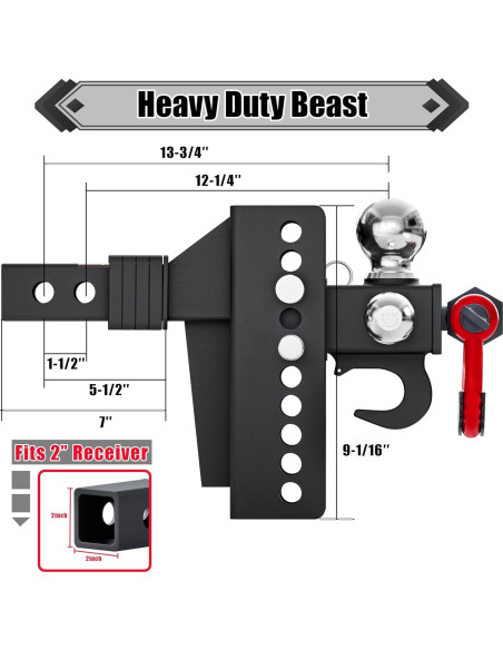Soporte de Remolque Ajustable TYT con Gancho y Bola 10,000 lbs