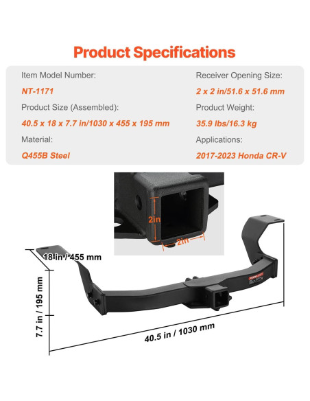 Enganche de Remolque VEVOR Clase 3 para Honda CR-V 2017-2023
