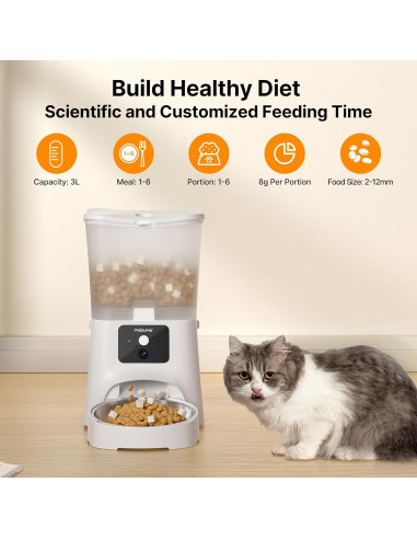 Comedero Automático Petsuper PF02-3 con Cámara HD 1080P