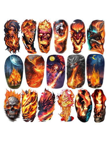 Tatuajes Temporales Metuu Fuego - 77 Hojas para Adultos y Niños