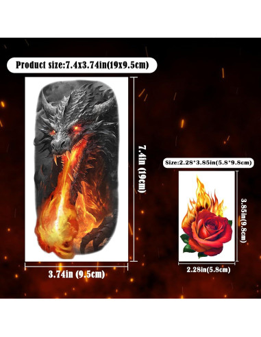 Tatuajes Temporales Metuu Fuego - 77 Hojas para Adultos y Niños