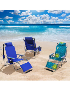 Silla de Playa Plegable Canpsky 2024 Verde Geométrico 4 Posiciones 2