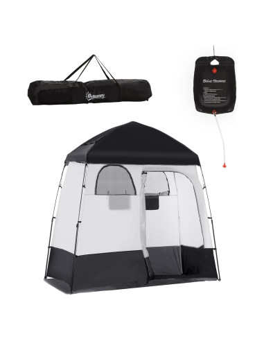 Tienda de Ducha Portátil Outsunny 2 Habitaciones 220x125 cm