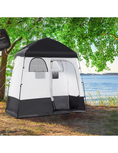Tienda de Ducha Portátil Outsunny 2 Habitaciones 220x125 cm