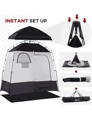Tienda de Ducha Portátil Outsunny 2 Habitaciones 220x125 cm