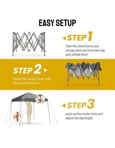 Carpa Plegable CROWN SHADES 8x8 m con Protección Solar Gris