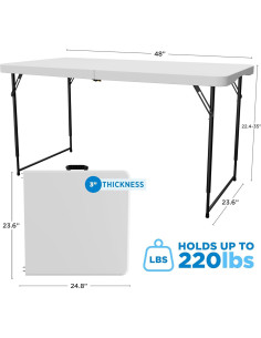 Mesa Plegable Sorfey 1.22m x 0.61m Ajustable 4 Alturas 2