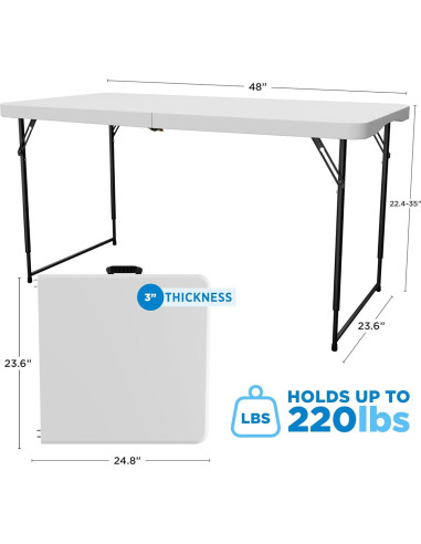 Mesa Plegable Sorfey 1.22m x 0.61m Ajustable 4 Alturas