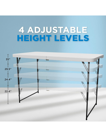 Mesa Plegable Sorfey 1.22m x 0.61m Ajustable 4 Alturas