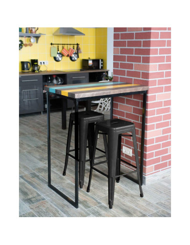 FDW Juego de 4 Taburetes de Bar de Metal 76 cm Negro