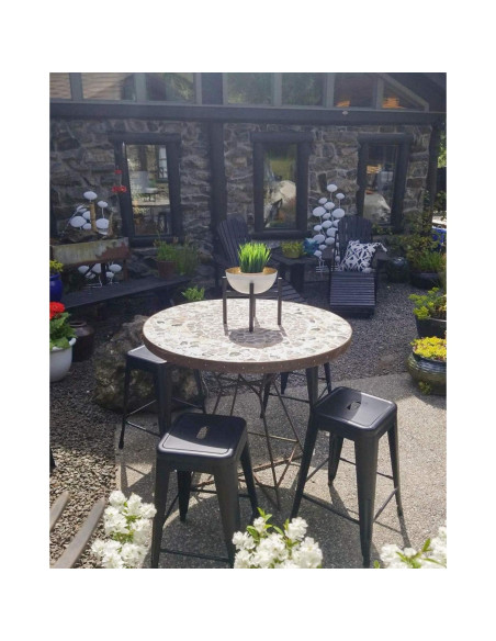 FDW Juego de 4 Taburetes de Bar de Metal 76 cm Negro