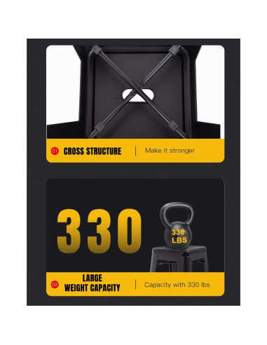 FDW Juego de 4 Taburetes de Bar de Metal 76 cm Negro