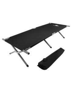 Cama Plegable de Camping Wakeman 600D - Soporta 120kg - Negra