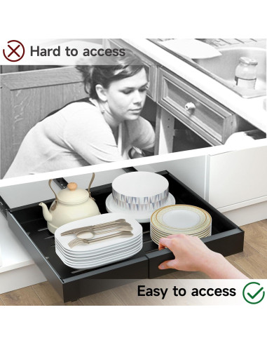 Organizador de Gabinete Expandible Ostutry 32-52cm Negro