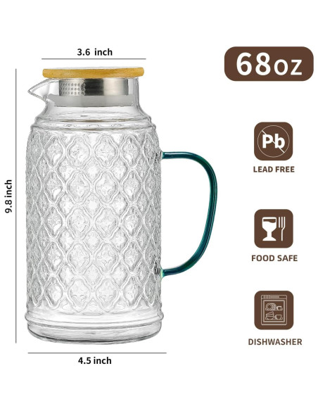 Pack 2 Jarras de Vidrio Buaic 2L con Tapa de Bambú