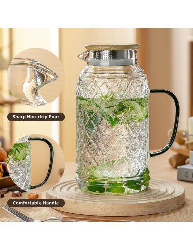 Pack 2 Jarras de Vidrio Buaic 2L con Tapa de Bambú