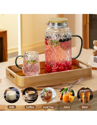 Pack 2 Jarras de Vidrio Buaic 2L con Tapa de Bambú