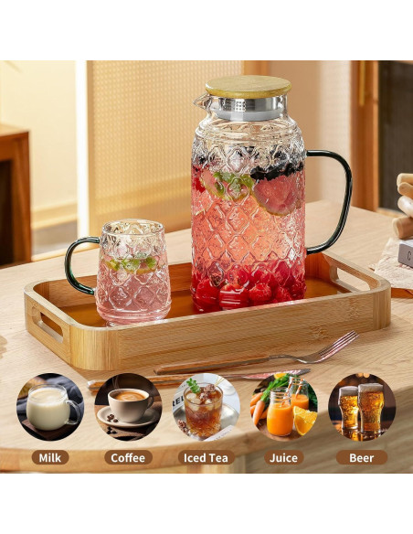 Pack 2 Jarras de Vidrio Buaic 2L con Tapa de Bambú