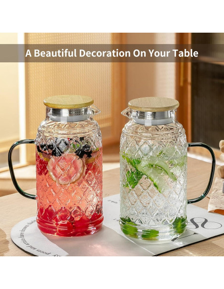 Pack 2 Jarras de Vidrio Buaic 2L con Tapa de Bambú