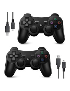 Controlador Inalámbrico PS3 MINSWC Doble Shock Negro
