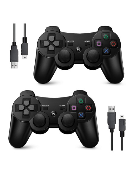 Controlador Inalámbrico PS3 MINSWC Doble Shock Negro