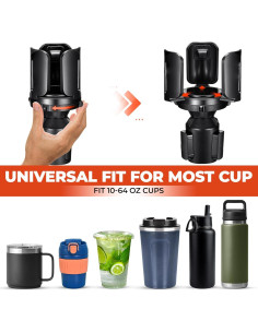 Soporte para Tazas de Coche ITPY Universal 2-en-1 Ajustable 2