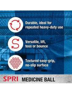 Balón Medicinal SPRI 12 lb (5.44 kg) para Ejercicio y Fitness 2