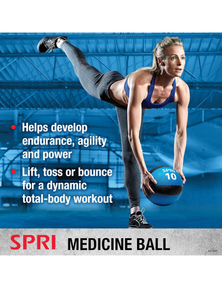 Balón Medicinal SPRI 12 lb (5.44 kg) para Ejercicio y Fitness