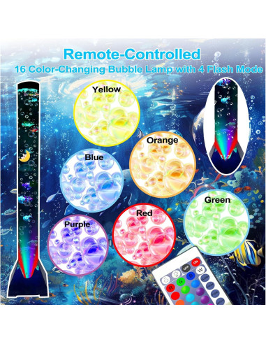 Lámpara Burbuja Sensorial Muiofang 1.22m con Peces LED